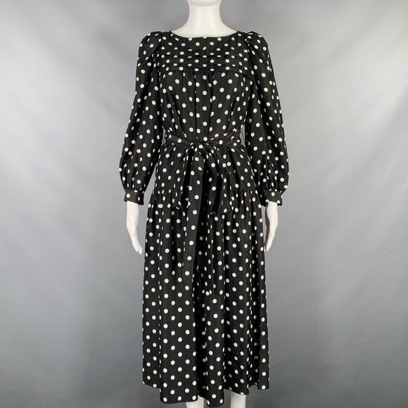 MARC JACOBS Size 2 Black White Silk Polka Dot A-Line Dress - Picture 1 of 8